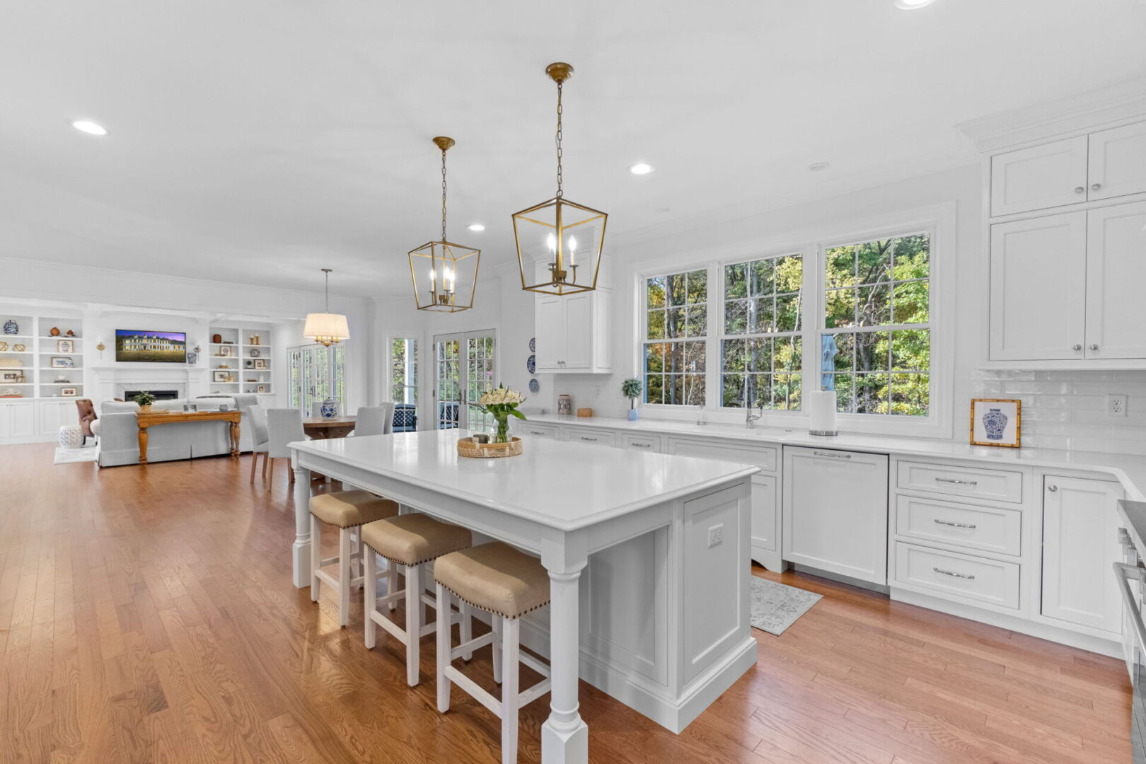 Exquisite kitchen with custom Shiloh cabinets paired with a spacious island and Cambria countertops.