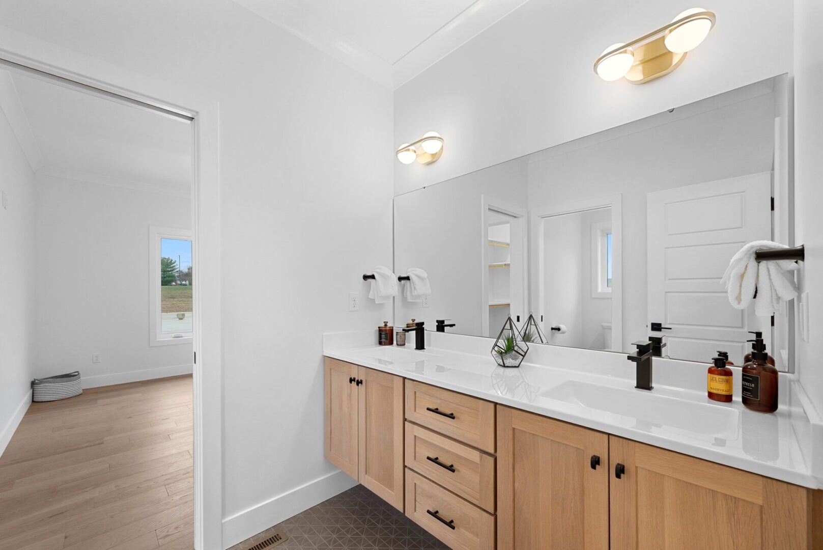 Floating vanity in the jack and jill bathroom,