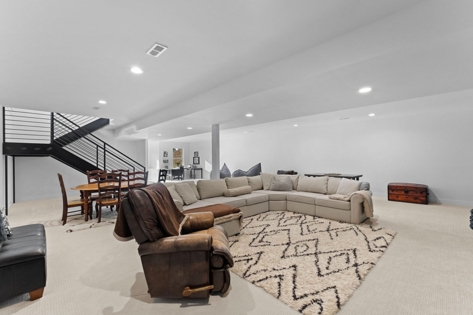 Basement entertaining family room.
