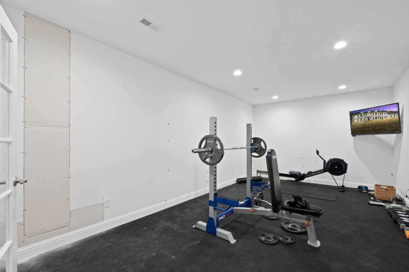 Home gym in basement