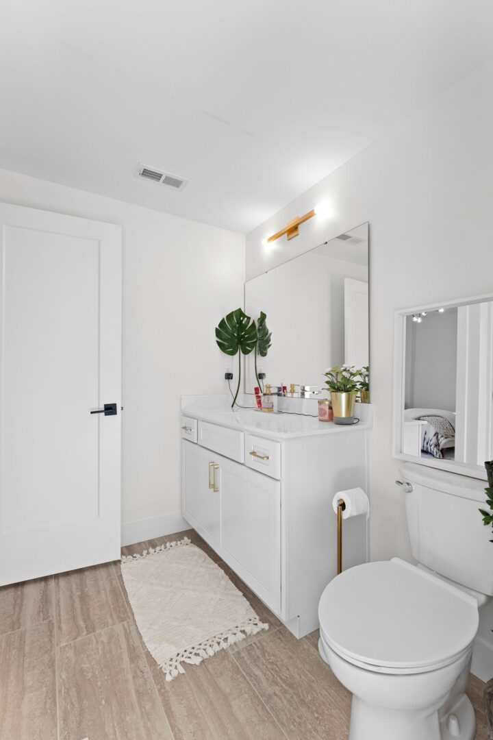 Basement bathroom with walk in shower.