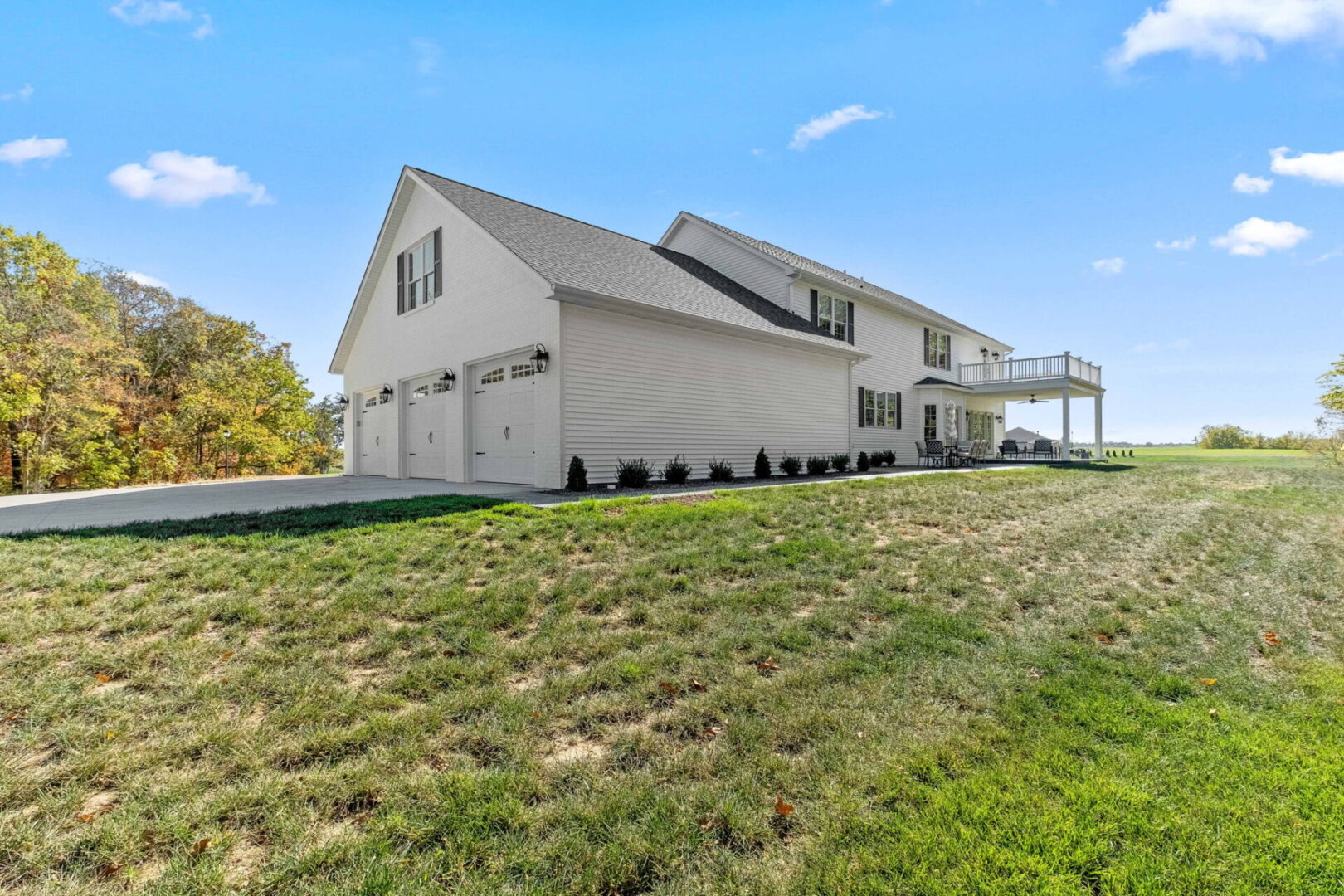 Rear elevation of colonial style home