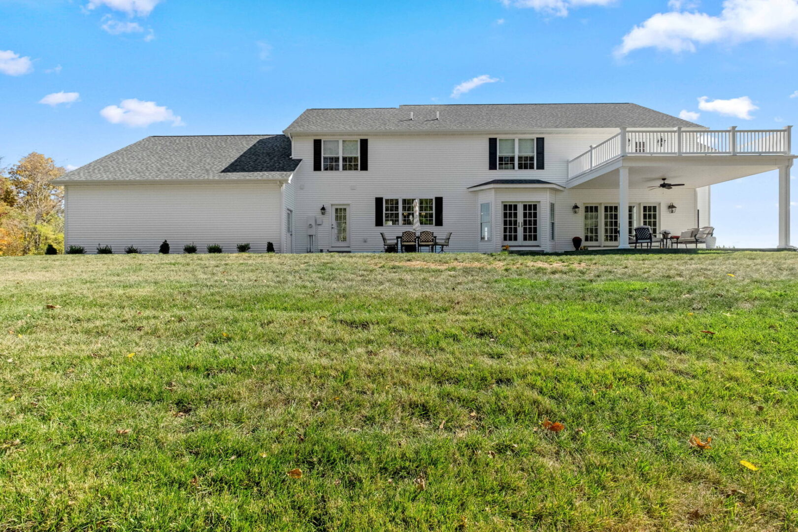 Rear elevation of colonial style home