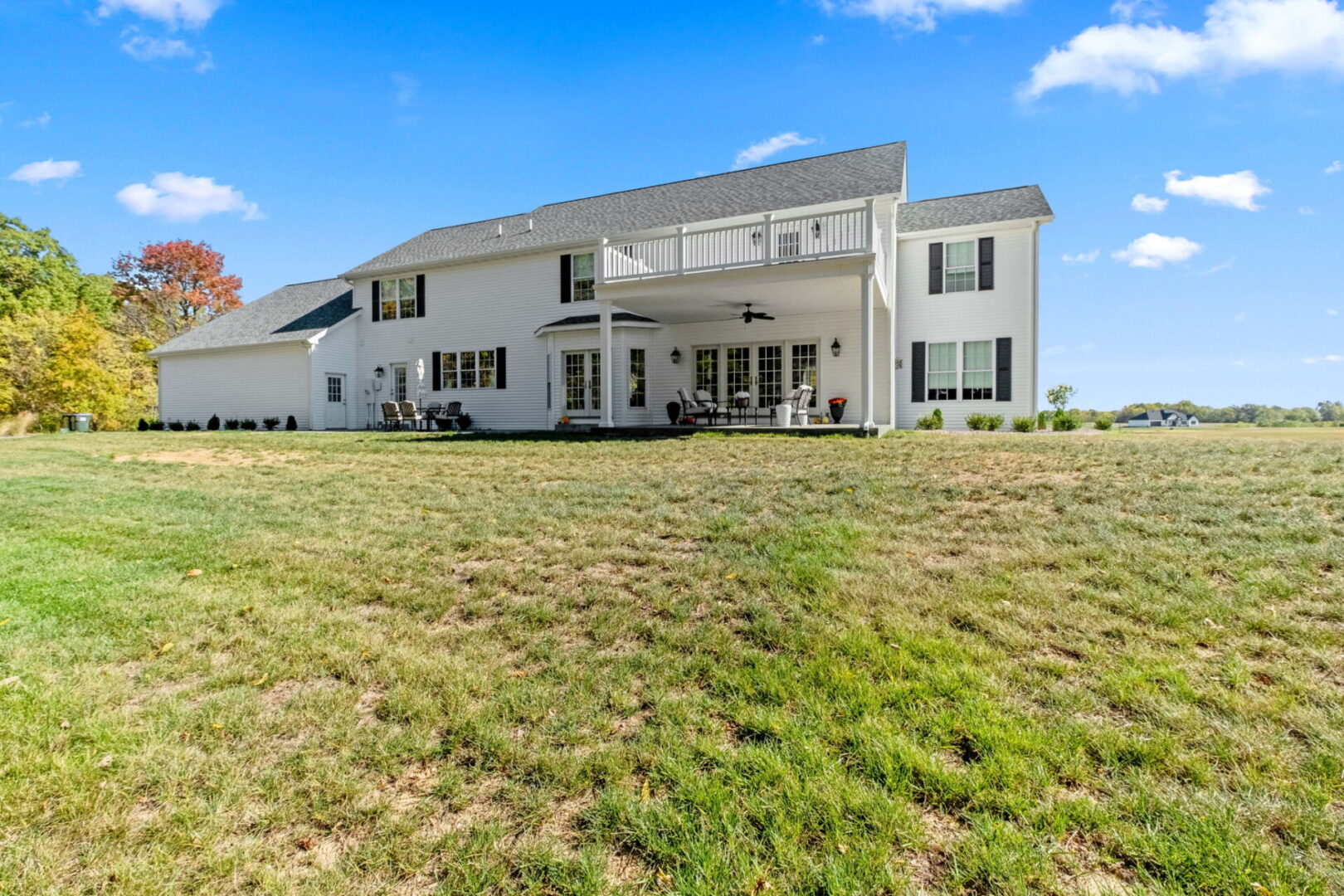 Rear elevation of colonial style home