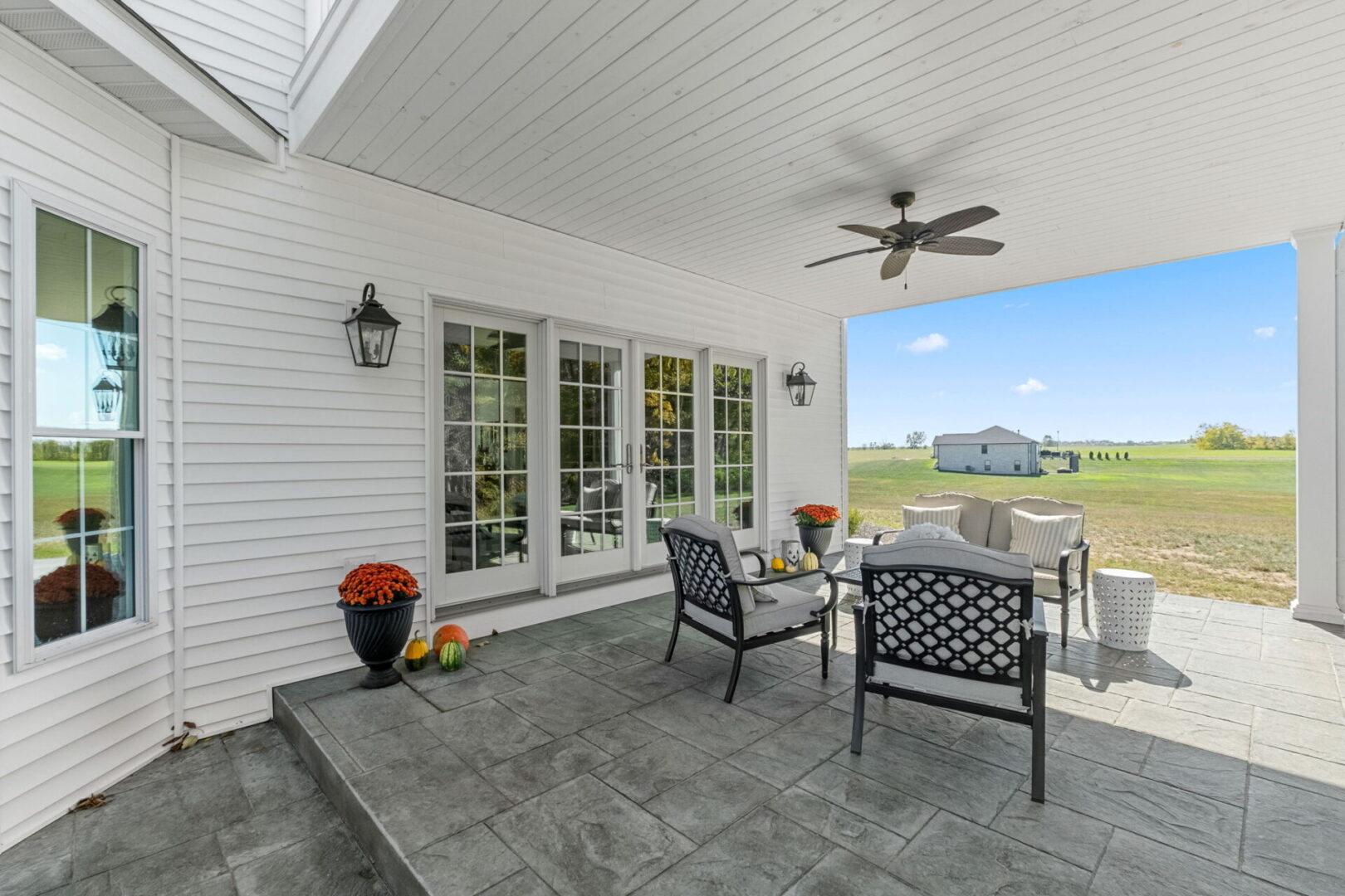 Backyard covered patio colonial style