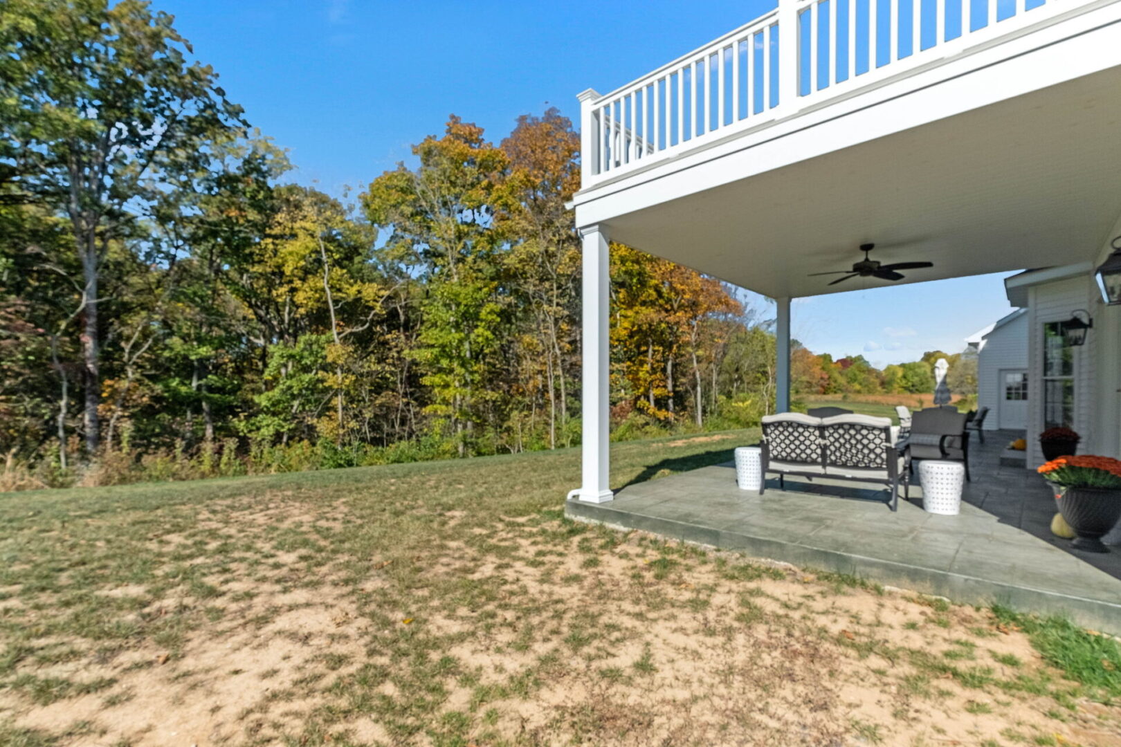 Backyard covered patio colonial style